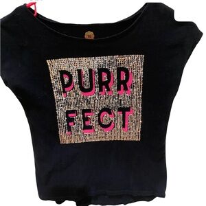 Total Girl Purrfect black short sleeve sparkly PURRFECT T-Shirt sz 10